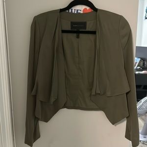 BCBG Olive Green Casual Cropped Blazer